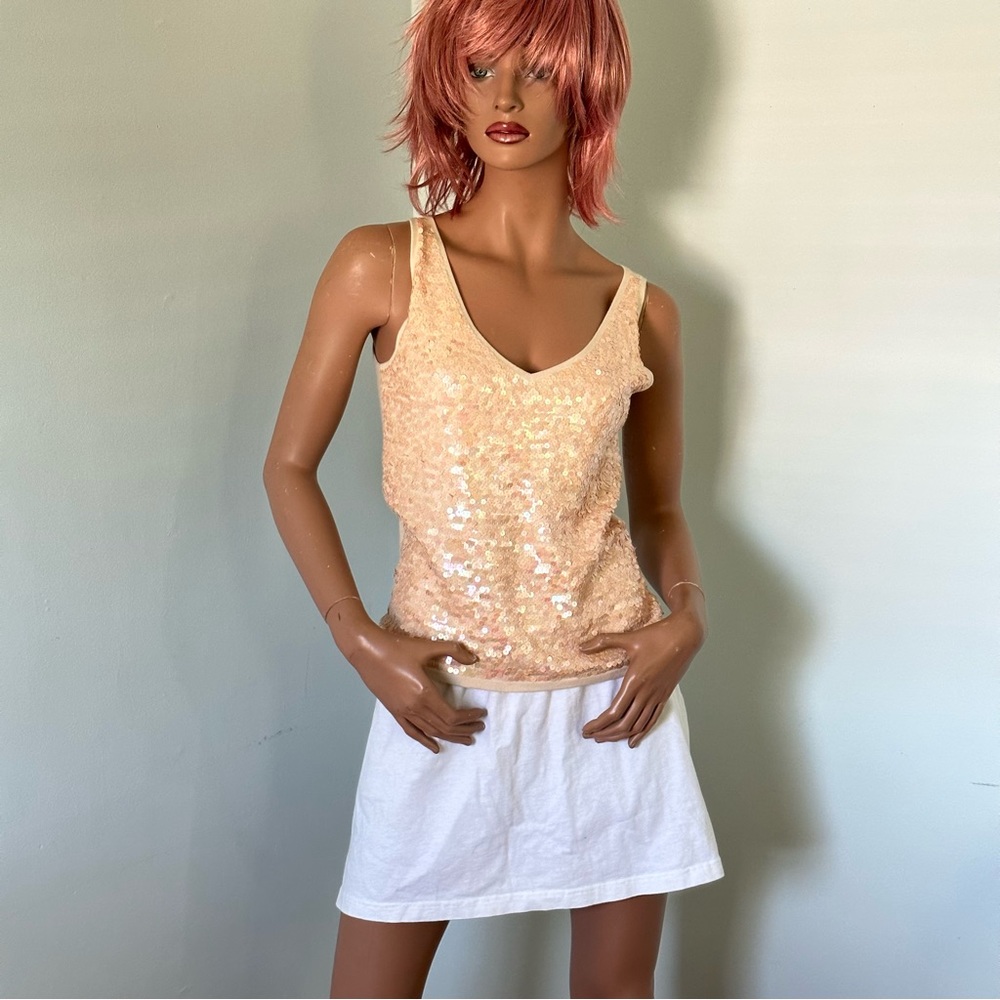 White and Warren Sequin Rayon sleeveless sweater shell